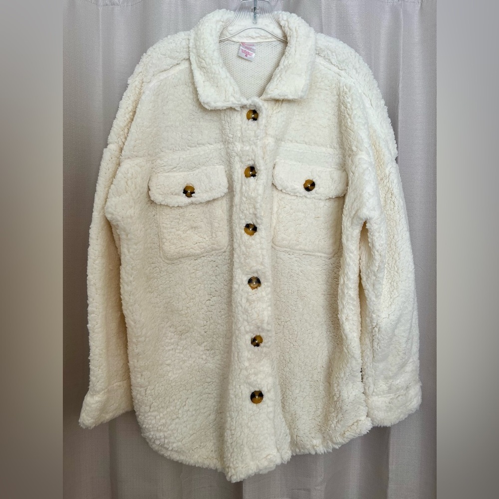 No Boundaries Women’s Sherpa Fleece Jacket XXXL (21) White